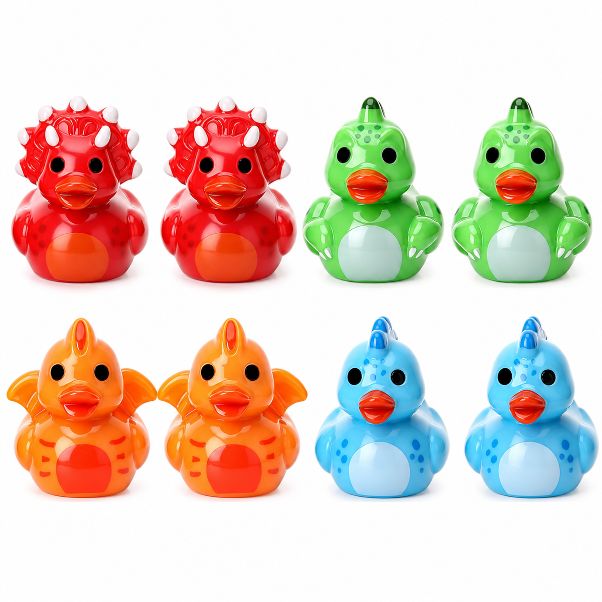 Set of 8, Dinosaur Themed Mini Resin Ducks, Magnetic or Non-Magnetic, Optional Personalized Duck Hiding Tags