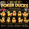 Set of 10 Gold Poker Ducks | Card Suit Resin Miniatures (Casino Party Favors)