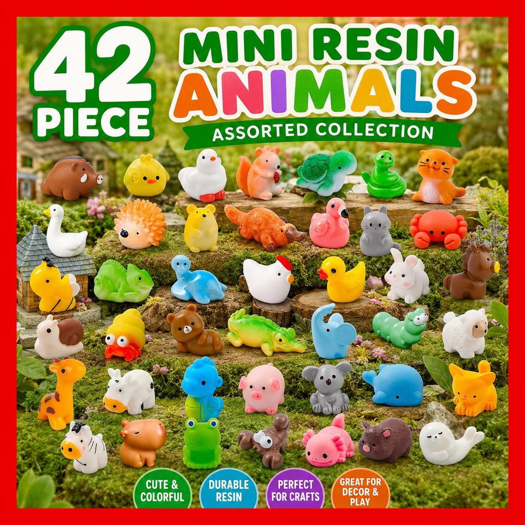 Mini resin animals set of 42 assorted tiny animal figurines for crafts fairy gardens cruise ducks jeep ducks party favors