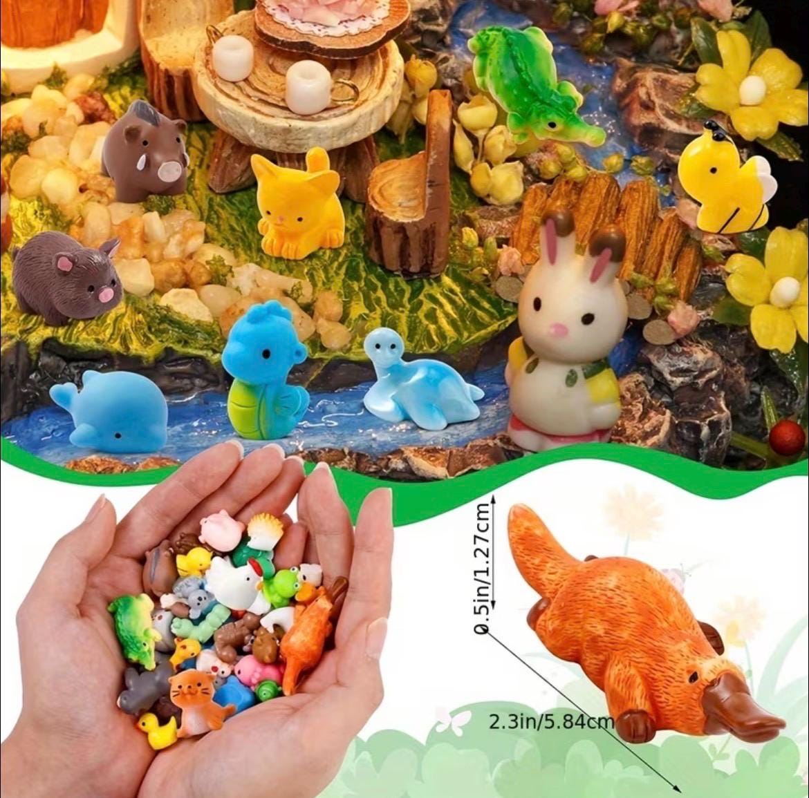 Mini resin animals set of 42 assorted tiny animal figurines for crafts fairy gardens cruise ducks jeep ducks party favors