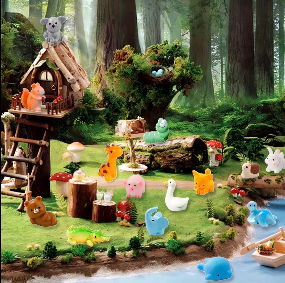 Mini resin animals set of 42 assorted tiny animal figurines for crafts fairy gardens cruise ducks jeep ducks party favors