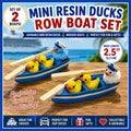 Handmade Mini Duck Boat – Resin Duck Family in Wooden Row Boat
