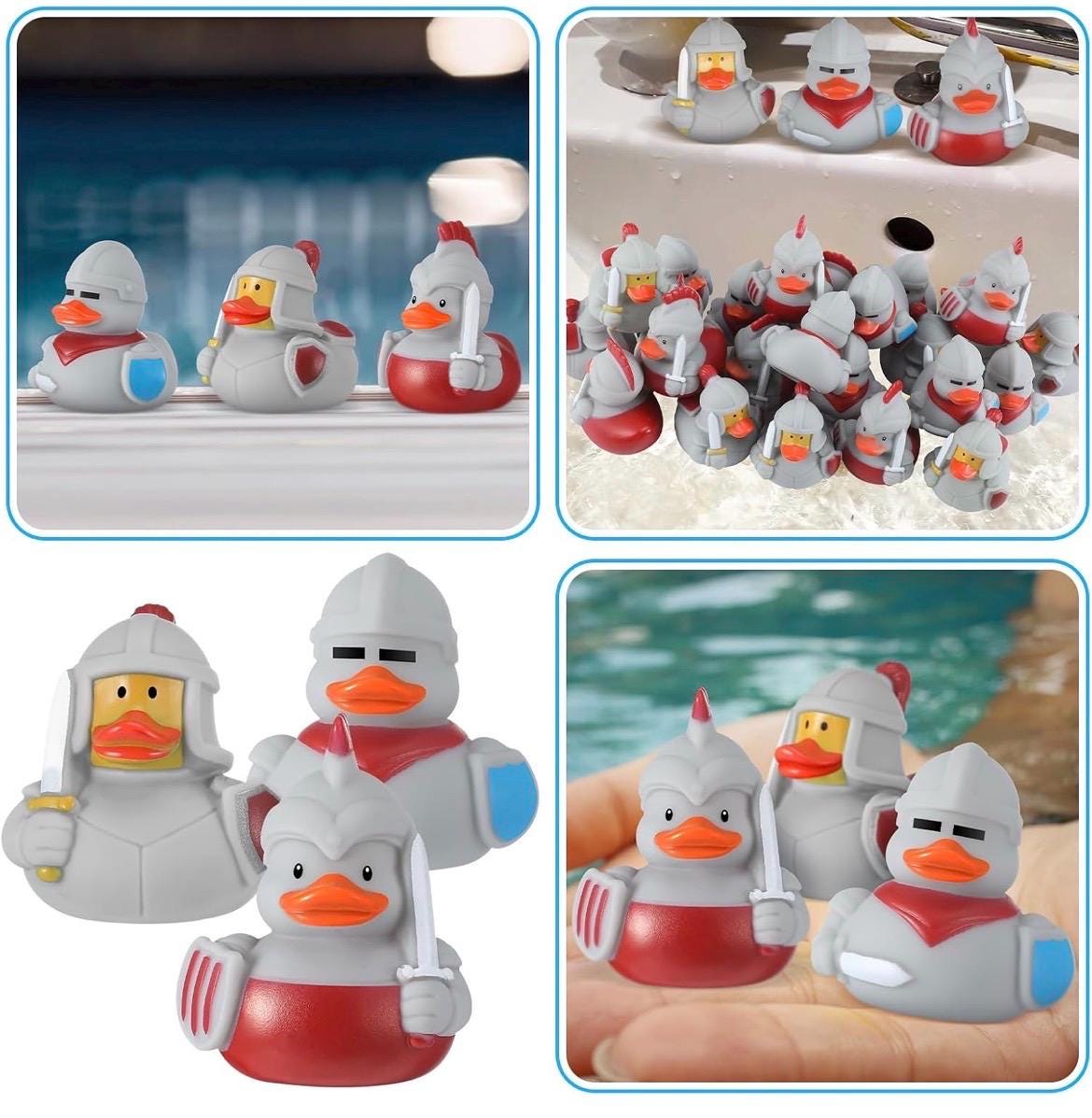 Set of 6 Medieval Rubber Ducks – 2 Inch Knight Rubber Duckies, Crusader Duck Bath Toy, Jeep Ducks, Cruise Ducks, Funny Warrior Duck Party