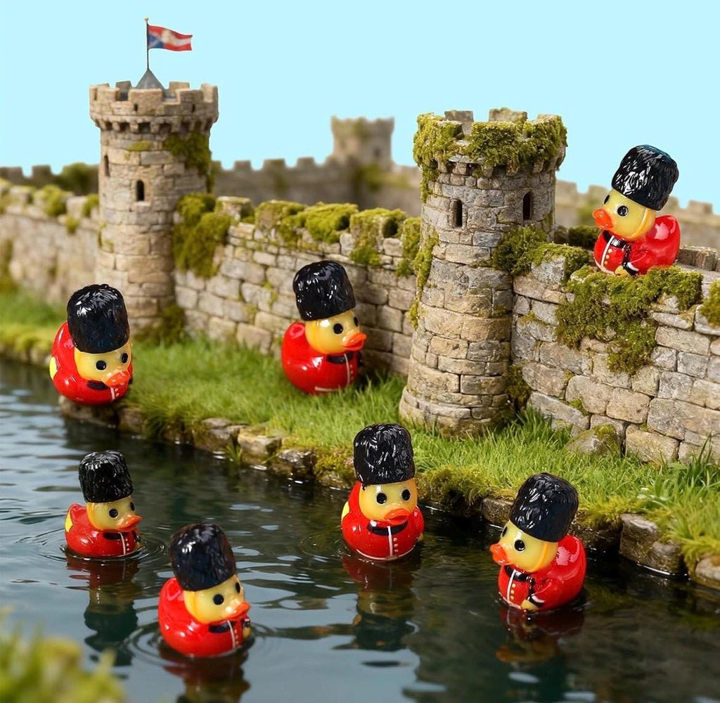 Set of 8 Mini Guard Ducks – British Soldier Resin Collectibles (Approx. 1 Inch)