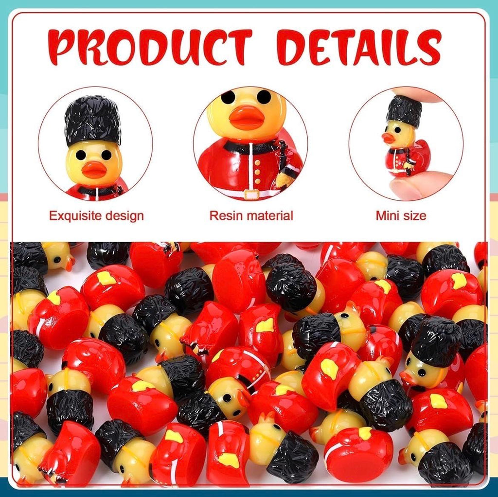 Set of 8 Mini Guard Ducks – British Soldier Resin Collectibles (Approx. 1 Inch)