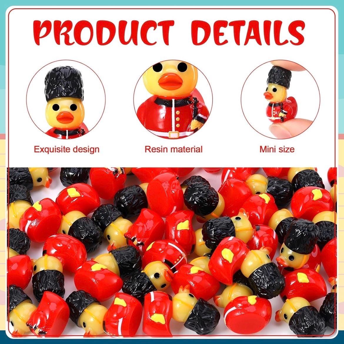 Set of 8 Mini Guard Ducks – British Soldier Resin Collectibles (Approx. 1 Inch)