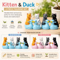 Mini Resin Ducks with Cats Set of 4 | Kitten Riding Duck Figurines | Bonsai Decor | Cruise Ducks | Jeep Duck Hiding Gift