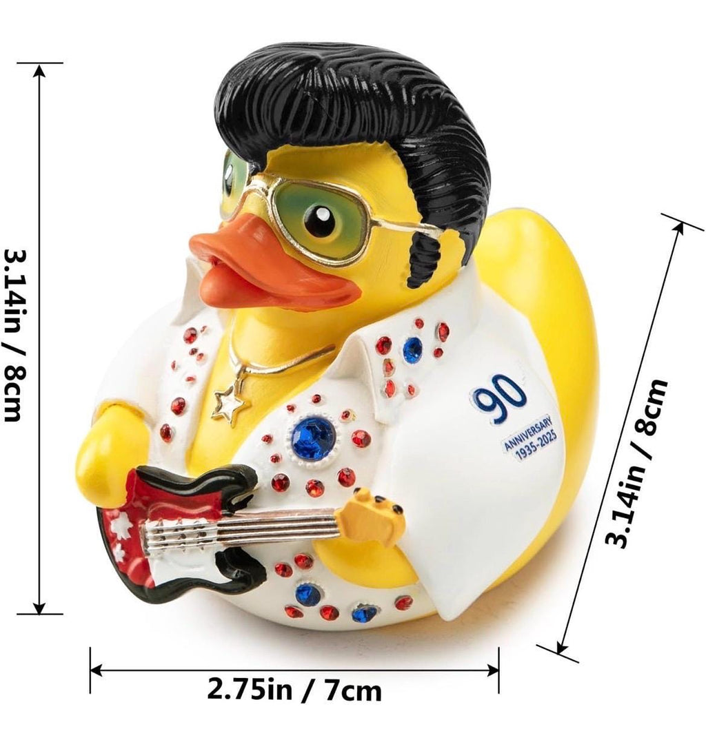 Large Resin -Elvis Themed Resin Duck, White Jumpsuit Rhinestones, Decorative Collectible Toy