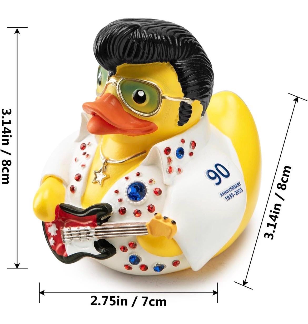 Large Resin -Elvis Themed Resin Duck, White Jumpsuit Rhinestones, Decorative Collectible Toy
