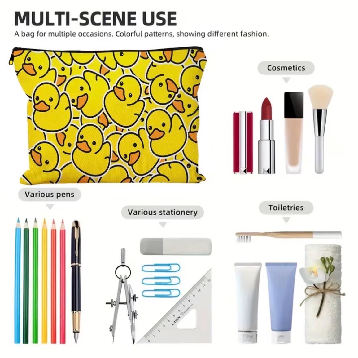 Cartoon Yellow Duck Makeup Bag Cute Travel Toiletry Cosmetic Bag Cruise Duck Jeep Duck Accessory Pouch