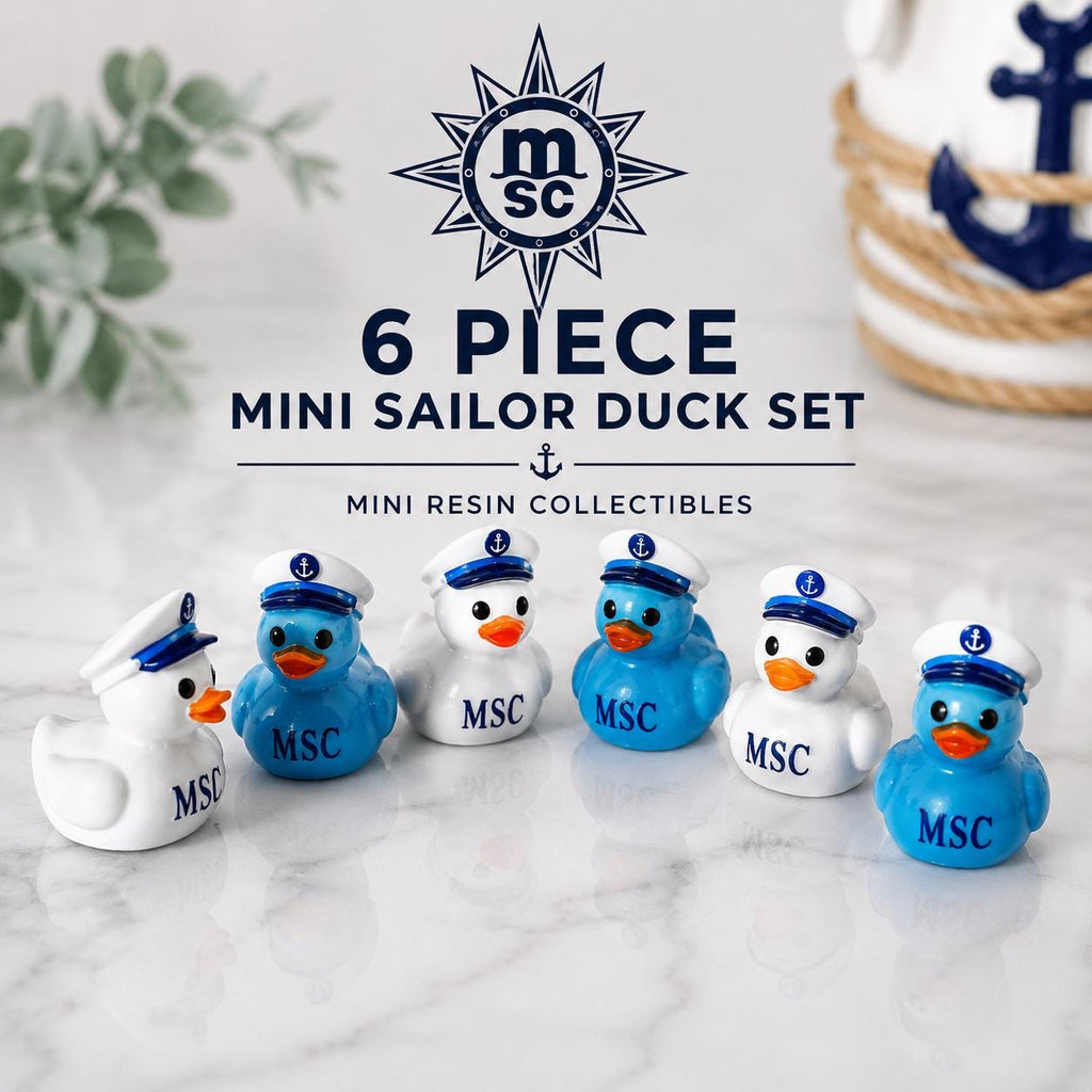 Mini Resin Ducks - MSC-Inspired Mini Sailor Resin Duck Set – 6 Piece Nautical Duck Collection, Cruise Duck Hiding Gifts, Tiny Resin Ducks