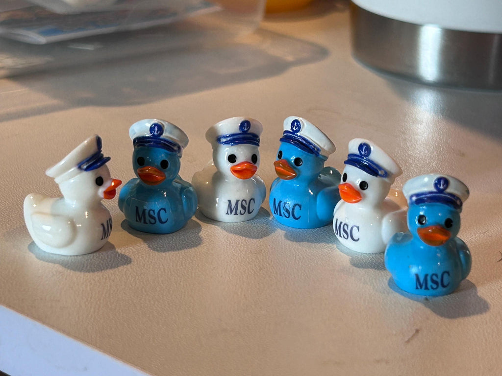 Mini Resin Ducks - MSC-Inspired Mini Sailor Resin Duck Set – 6 Piece Nautical Duck Collection, Cruise Duck Hiding Gifts, Tiny Resin Ducks