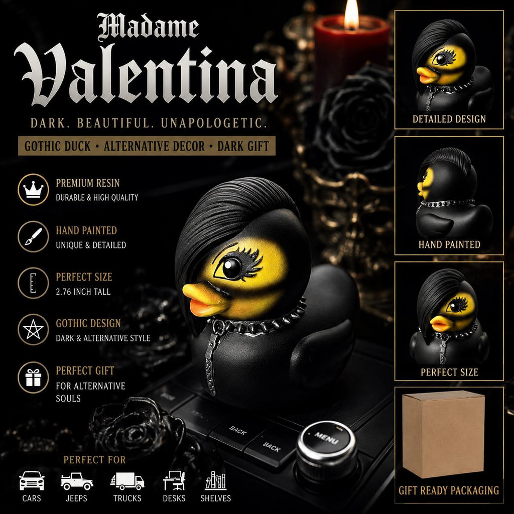 Large Resin -Madame Valentina Gothic Resin Duck – Hand-Painted Alternative Emo Decor Collectible