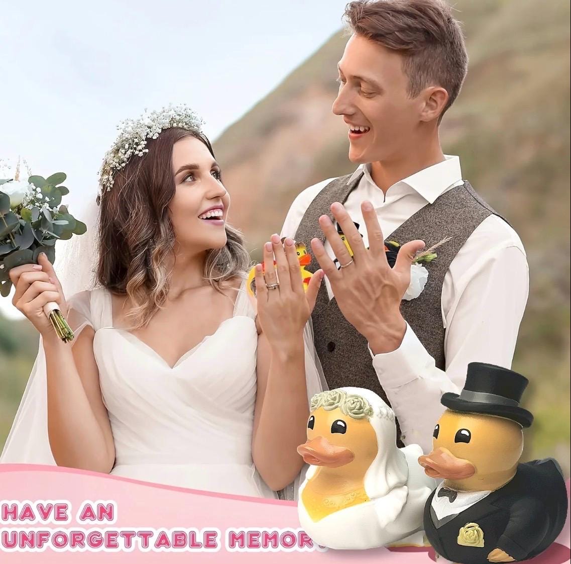 2 INCH - Bride & Groom Rubber Duck Set | Wedding Ducks | LGBTQ Wedding Ducks | Cruise Ducks | Jeep Ducks | Choice of Couples