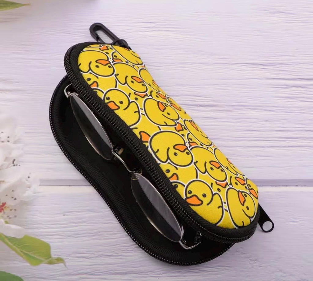 Duck Glasses Case, Yellow Duck Eyeglass Holder, Cute Sunglasses Storage Box, Zipper Eyewear Case, Travel Glasses Protector