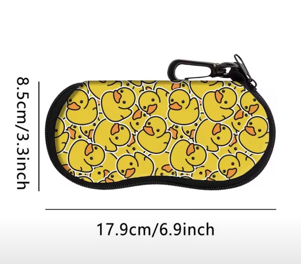 Duck Glasses Case, Yellow Duck Eyeglass Holder, Cute Sunglasses Storage Box, Zipper Eyewear Case, Travel Glasses Protector