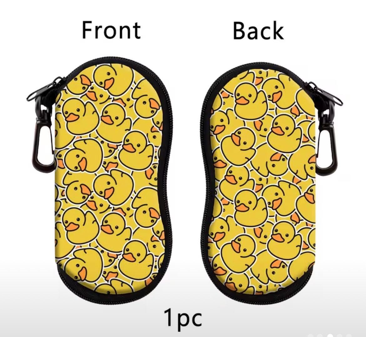 Duck Glasses Case, Yellow Duck Eyeglass Holder, Cute Sunglasses Storage Box, Zipper Eyewear Case, Travel Glasses Protector