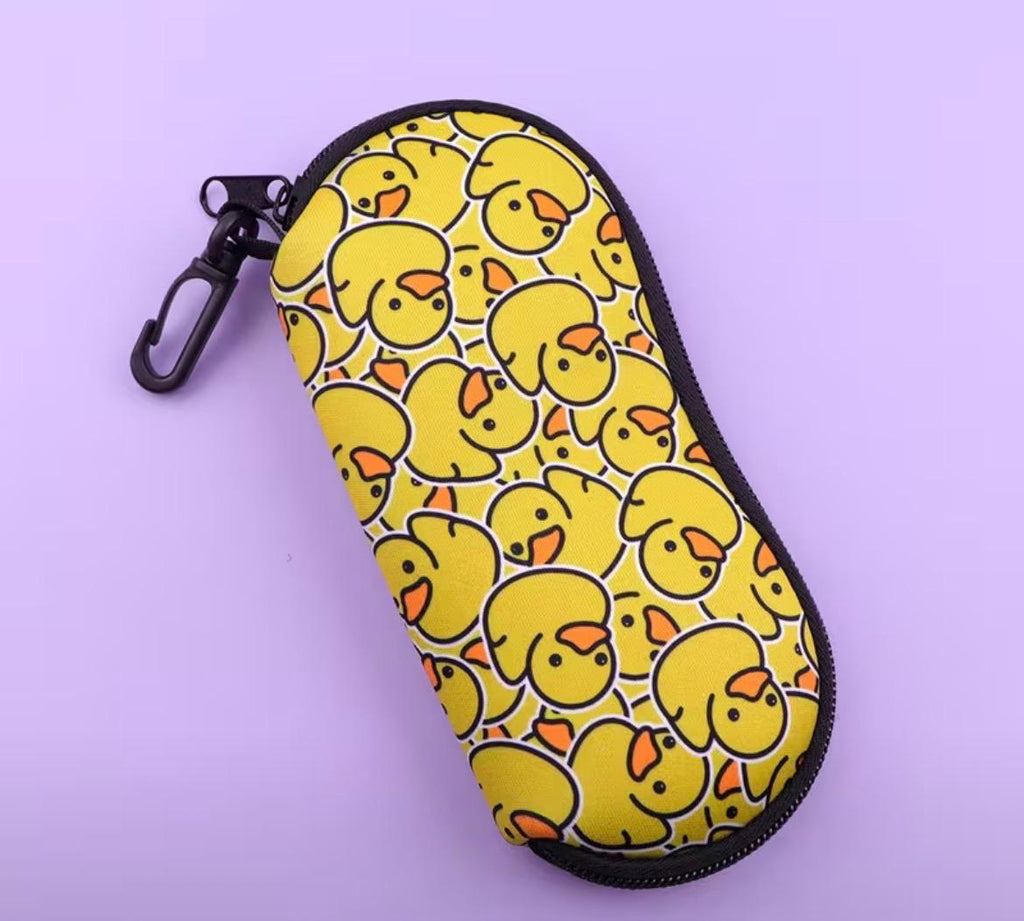 Duck Glasses Case, Yellow Duck Eyeglass Holder, Cute Sunglasses Storage Box, Zipper Eyewear Case, Travel Glasses Protector