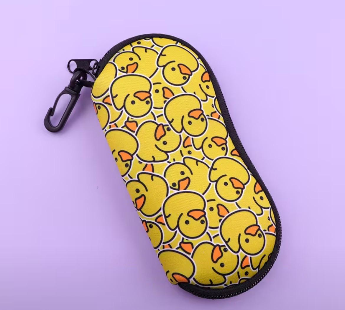 Duck Glasses Case, Yellow Duck Eyeglass Holder, Cute Sunglasses Storage Box, Zipper Eyewear Case, Travel Glasses Protector