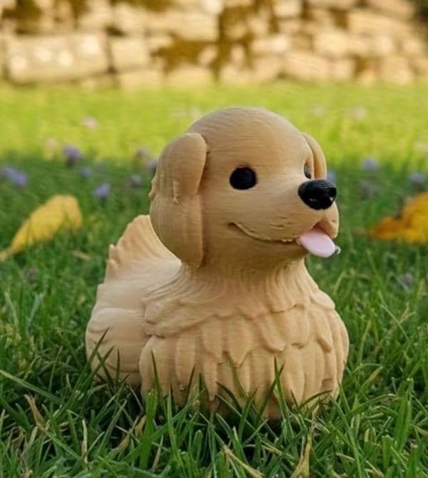 3-D Printed Golden Retriever Duck Figurine – Cute Puppy Duck Desk Decor for Jeep Ducks, Cruise Ducks & Dog Lovers