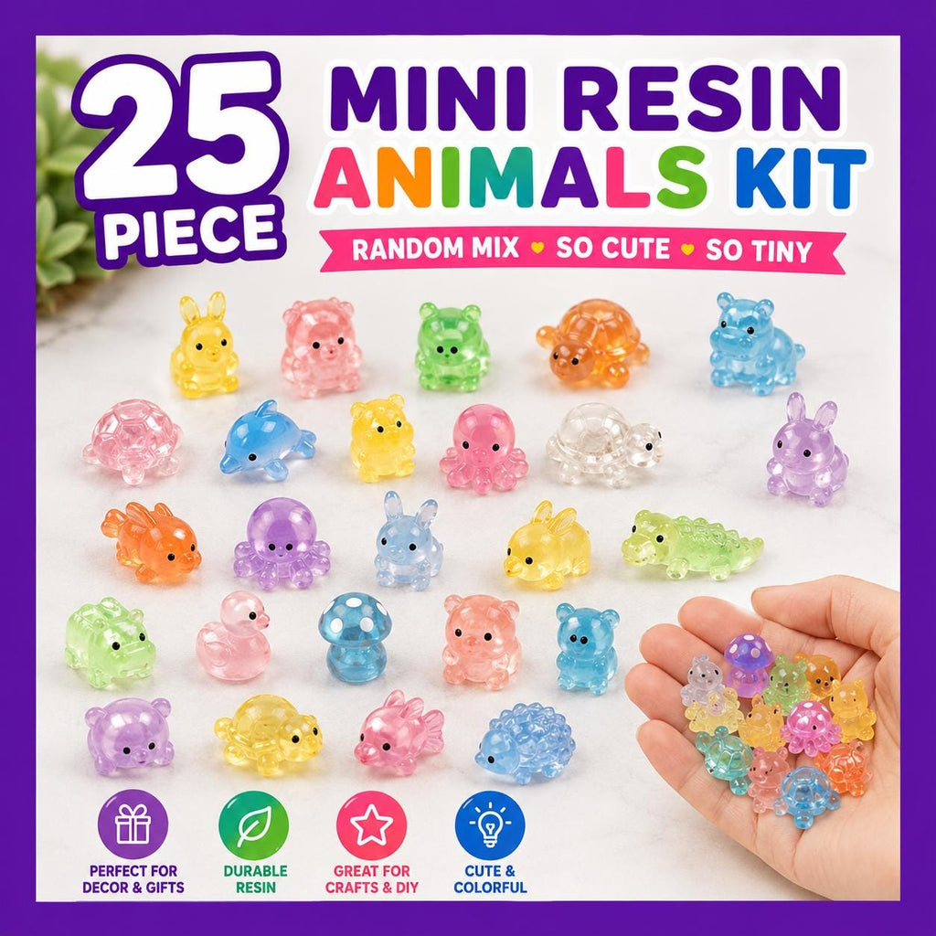Mini resin animals glow in the dark random mix 25pc set for fairy garden crafts aquarium décor