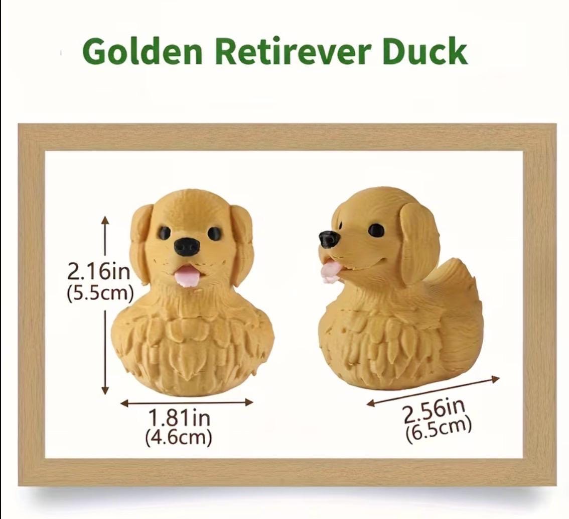 3-D Printed Golden Retriever Duck Figurine – Cute Puppy Duck Desk Decor for Jeep Ducks, Cruise Ducks & Dog Lovers