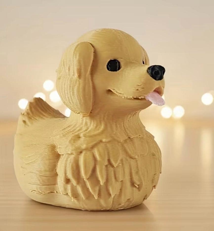 3-D Printed Golden Retriever Duck Figurine – Cute Puppy Duck Desk Decor for Jeep Ducks, Cruise Ducks & Dog Lovers