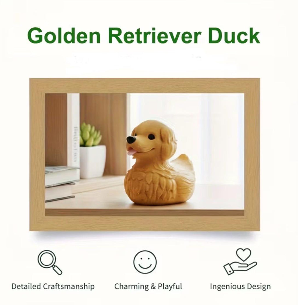 3-D Printed Golden Retriever Duck Figurine – Cute Puppy Duck Desk Decor for Jeep Ducks, Cruise Ducks & Dog Lovers