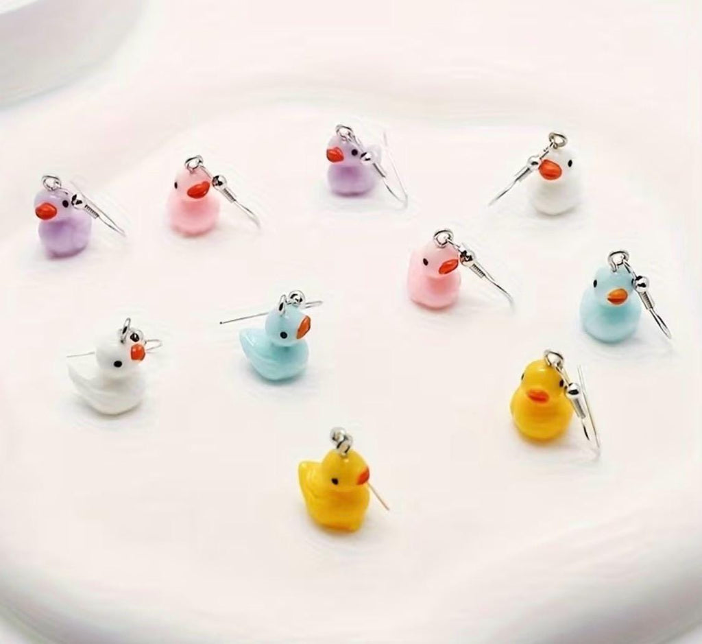 Duck Earrings 5 Pair Set – Kawaii Rubber Duck Dangle Earrings, Cute Quirky Jewelry for Jeep Ducks & Cruise Lovers