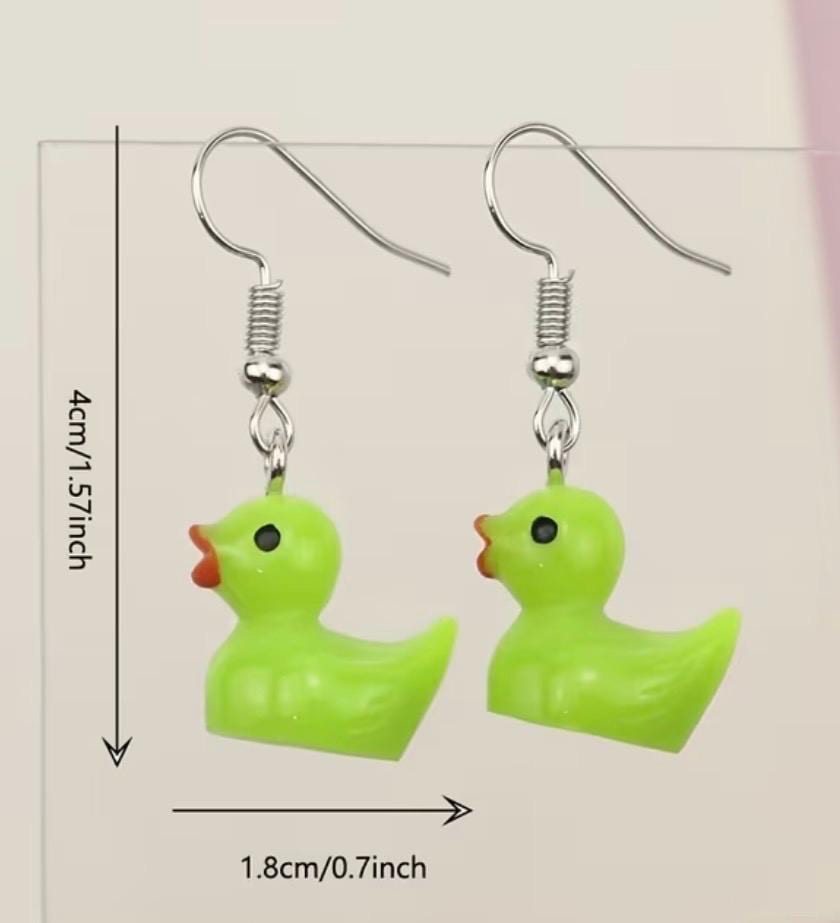 Duck Earrings 5 Pair Set – Kawaii Rubber Duck Dangle Earrings, Cute Quirky Jewelry for Jeep Ducks & Cruise Lovers