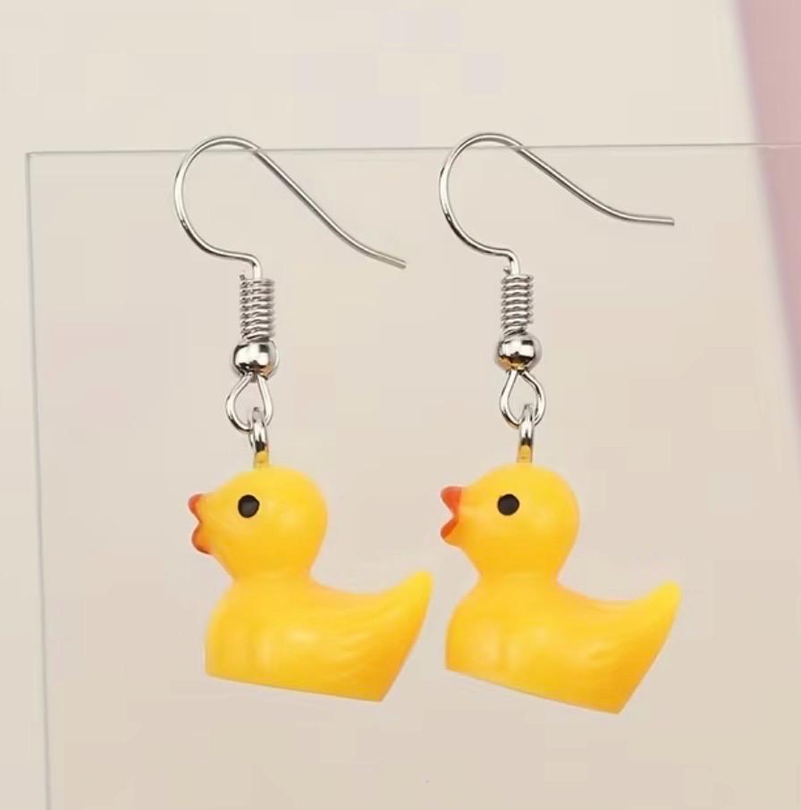 Duck Earrings 5 Pair Set – Kawaii Rubber Duck Dangle Earrings, Cute Quirky Jewelry for Jeep Ducks & Cruise Lovers