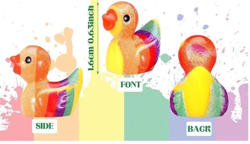 Mini Resin Ducks - Set of 10 Rainbow Mini Resin Ducks, Tiny Figurines, Fairy Garden Decor Pride Ducks