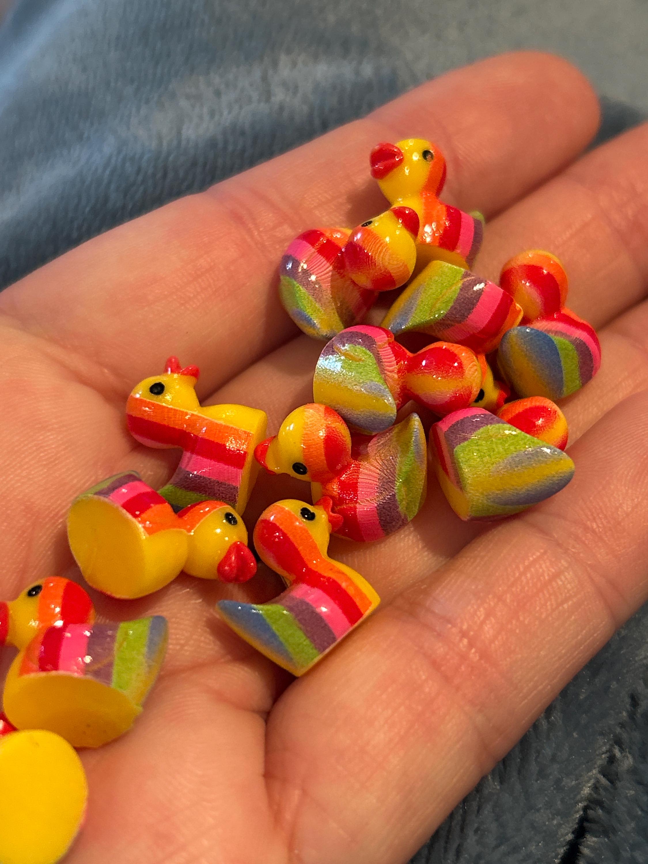 Mini Resin Ducks - Set of 10 Rainbow Mini Resin Ducks, Tiny Figurines, Fairy Garden Decor Pride Ducks
