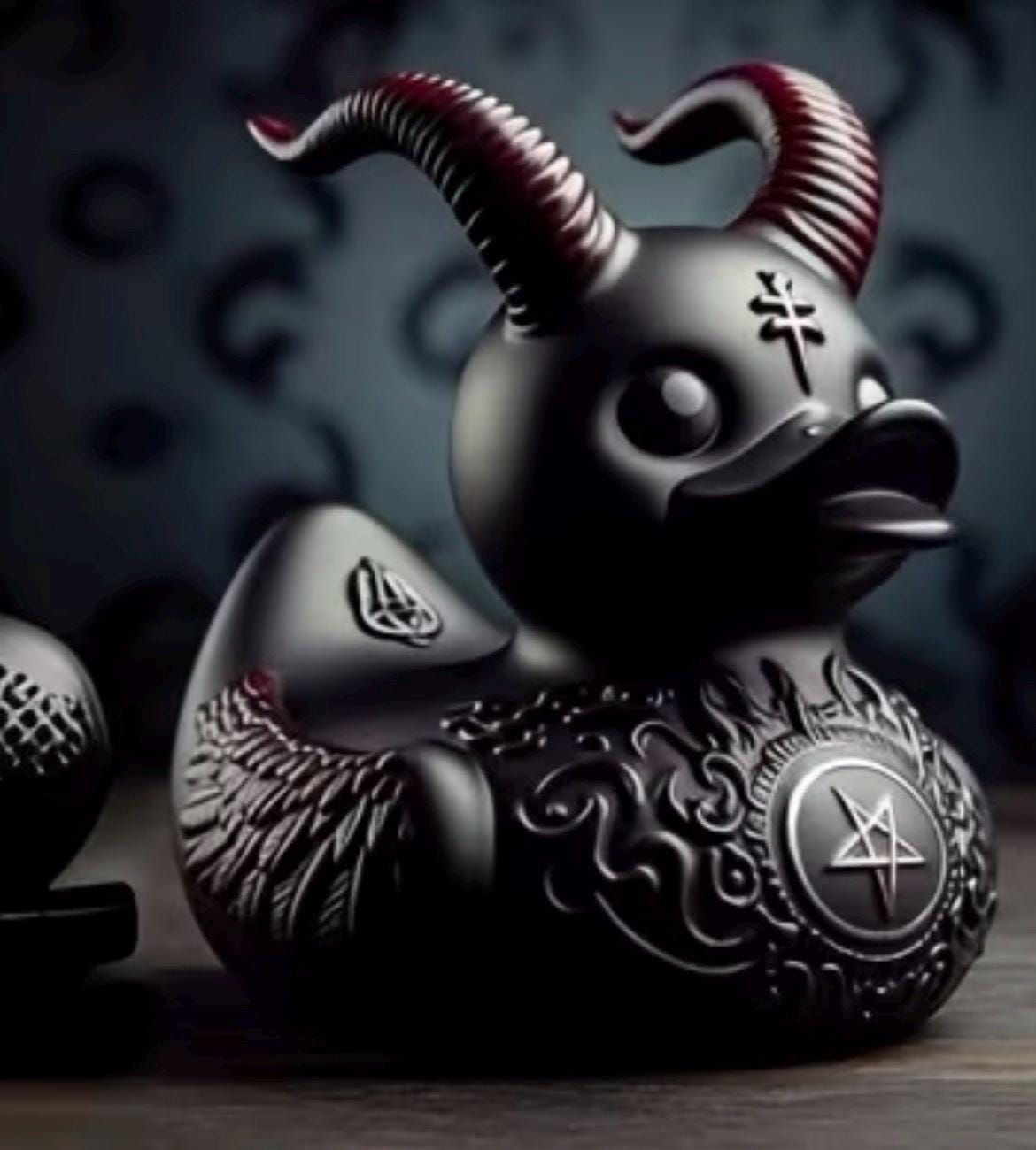 Large Resin -Gothic Satan Duck Car Dashboard Ornament – Cyberpunk Devil Duck Collectible Desk Decor