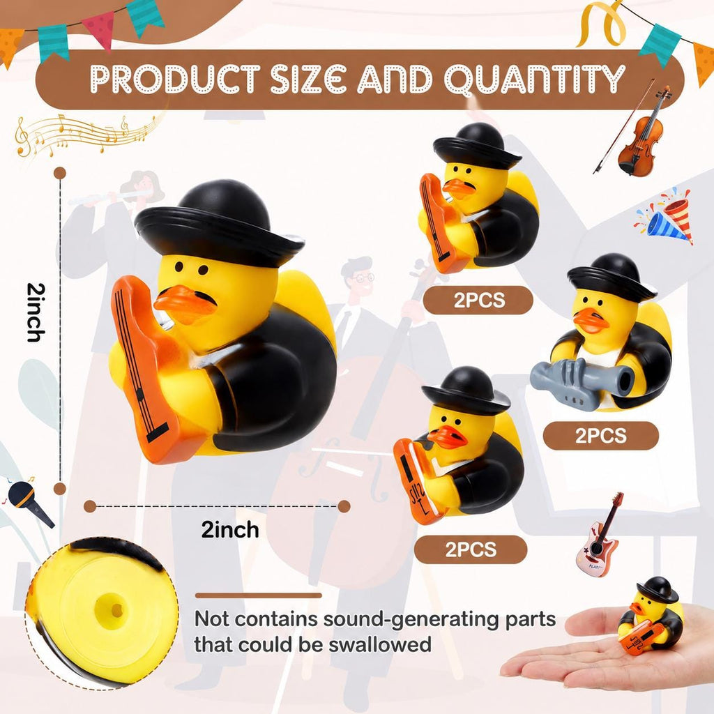 2 INCH - 6pc Mariachi Band Rubber Ducks – 2” Fiesta Duck Set