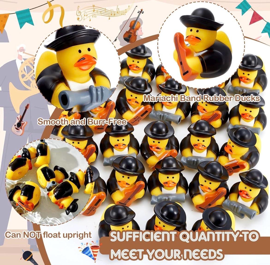 2 INCH - 6pc Mariachi Band Rubber Ducks – 2” Fiesta Duck Set