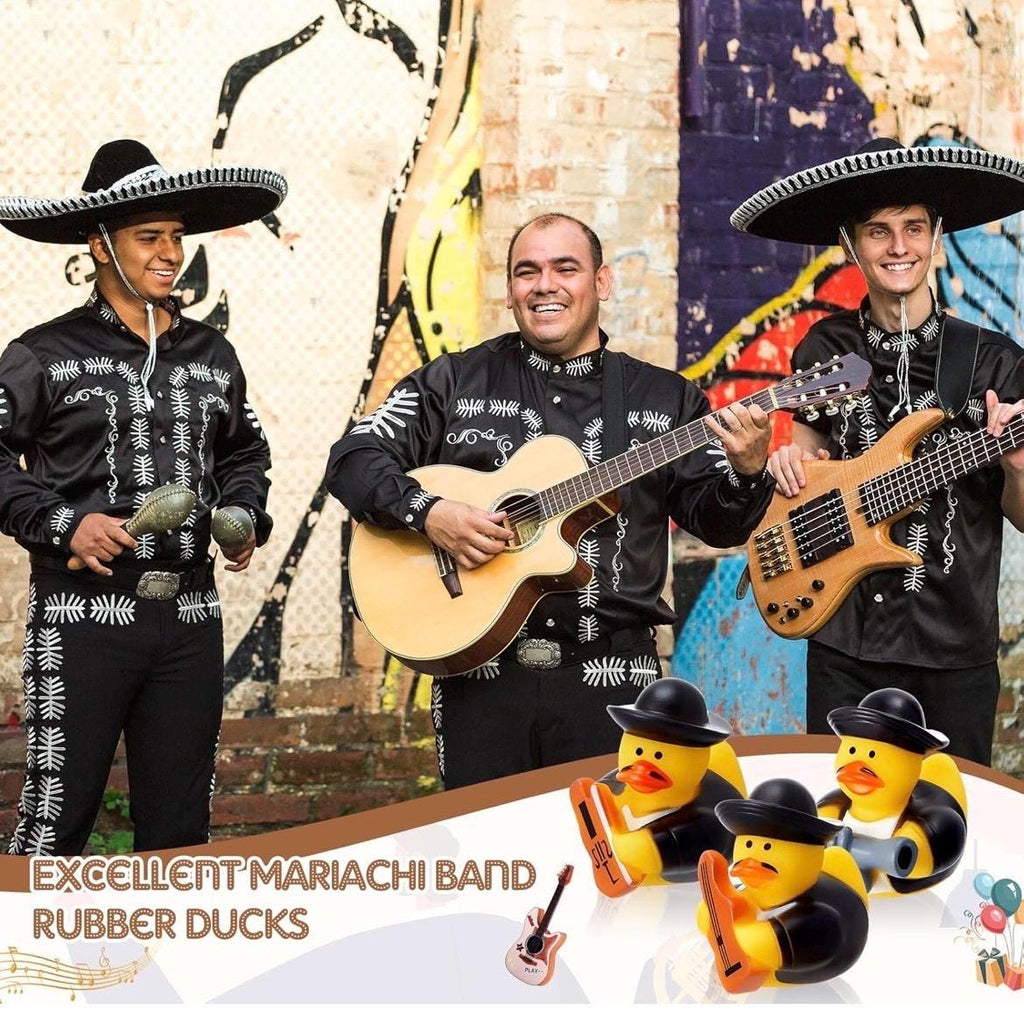 2 INCH - 6pc Mariachi Band Rubber Ducks – 2” Fiesta Duck Set