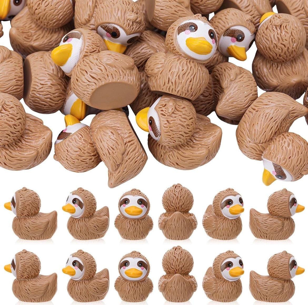 Mini resin sloth ducks – 5 piece set tiny sloth duck figurines, cute brown sloth duckies for hiding, cruise ducks, jeep ducks, party favors