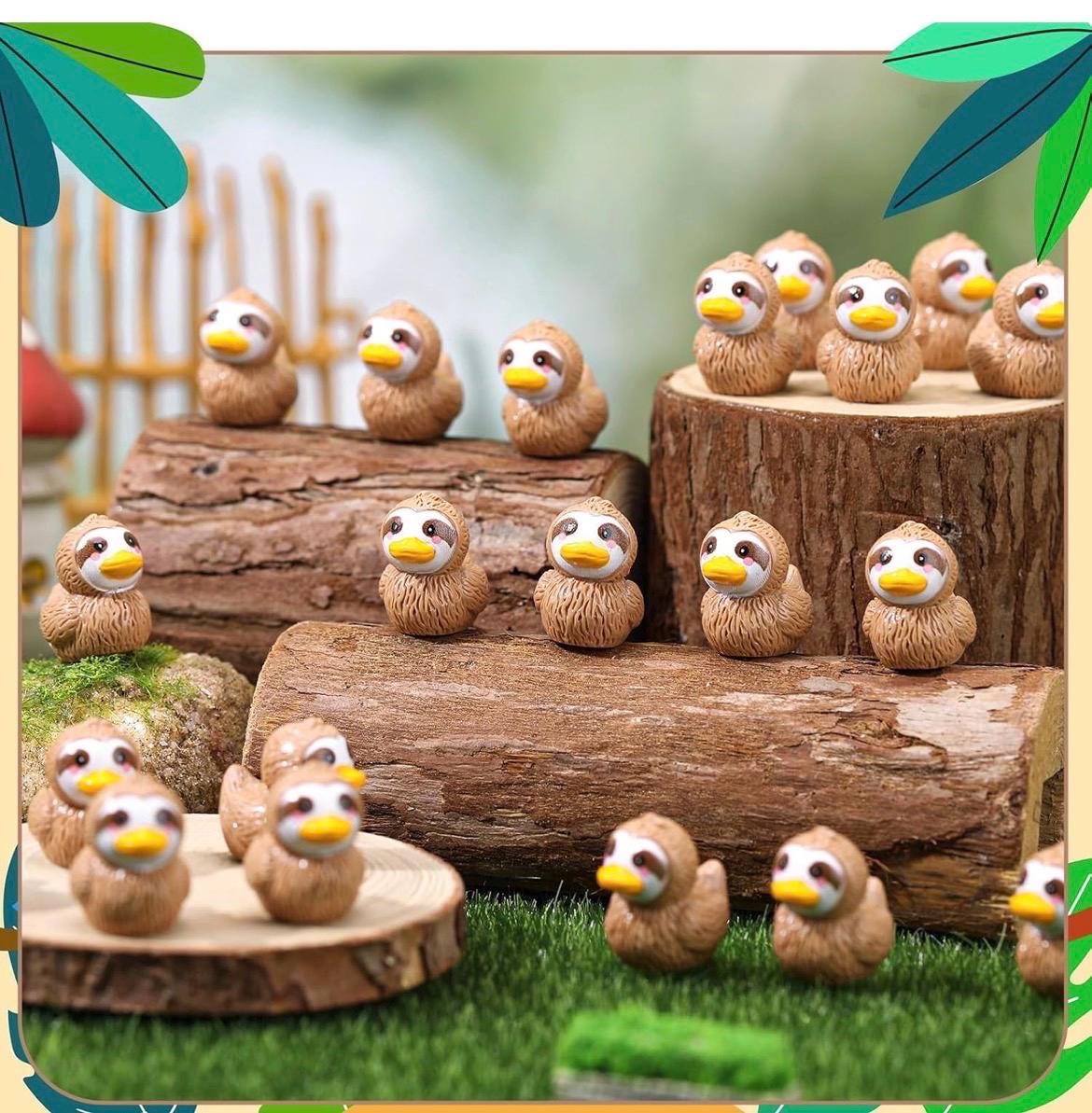 Mini resin sloth ducks – 5 piece set tiny sloth duck figurines, cute brown sloth duckies for hiding, cruise ducks, jeep ducks, party favors