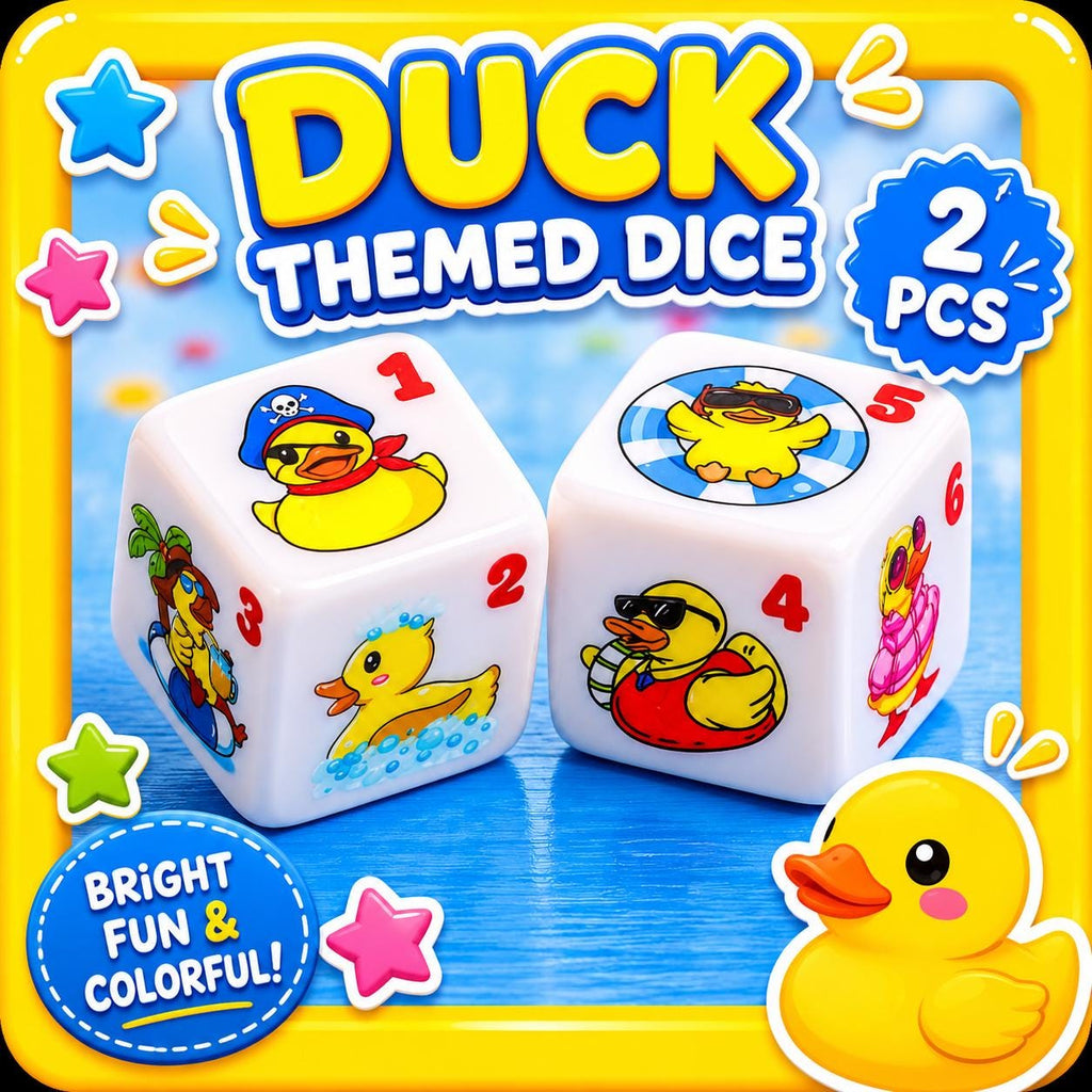 Duck Themed Dice Pair for Cruise Ducks, Jeep Duck Games, Party Favors, Game Night Accessories, Cute Rubber Duck Dice Set
