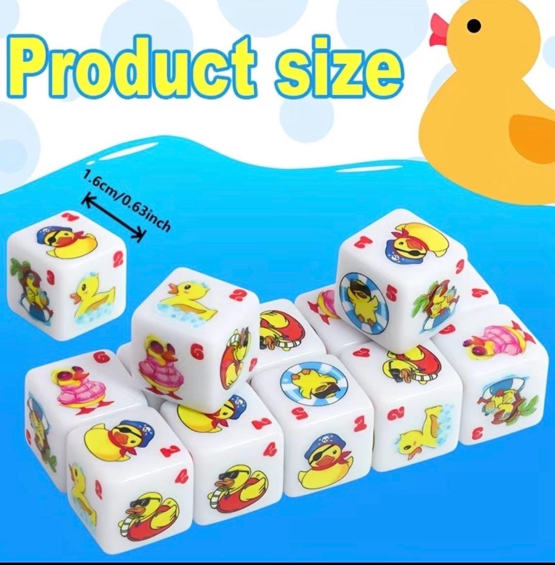 Duck Themed Dice Pair for Cruise Ducks, Jeep Duck Games, Party Favors, Game Night Accessories, Cute Rubber Duck Dice Set