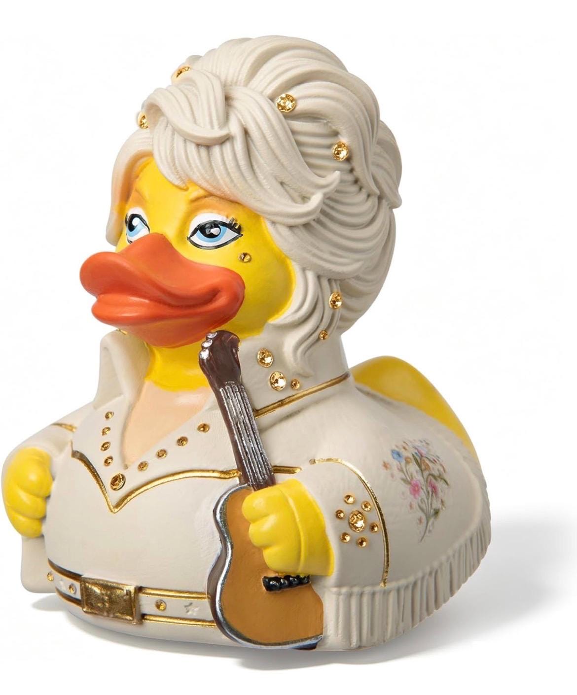 Large Resin-Handpainted Dolly Duck Figurine – Rhinestone White Jumpsuit Duck Collectible, Country Music Inspired Duck Decor, Cruise Jeep