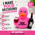 4.5 Inch I Make Pour Decisions Rubber Duck Funny Wine Lover Gift | Novelty Bath Duck | Girls Trip Gift | Jeep Duck | Cruise Duck | White Ele