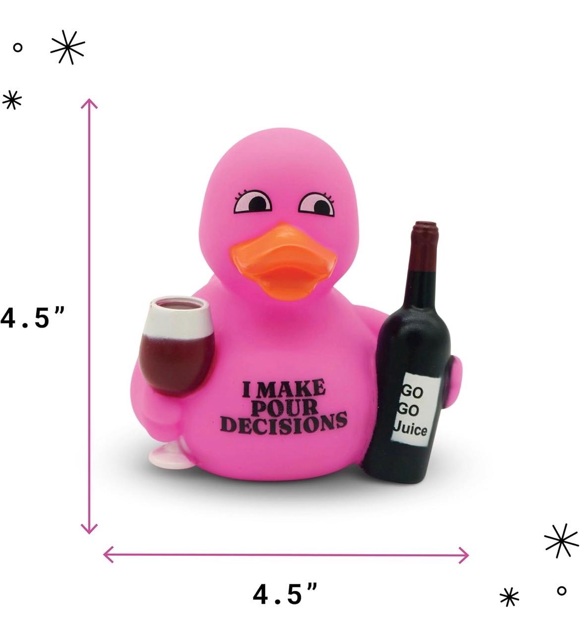 4.5 Inch I Make Pour Decisions Rubber Duck Funny Wine Lover Gift | Novelty Bath Duck | Girls Trip Gift | Jeep Duck | Cruise Duck | White Ele