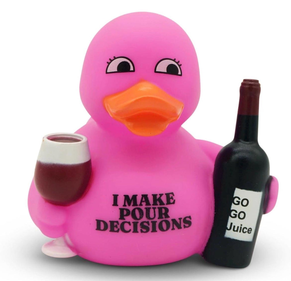4.5 Inch I Make Pour Decisions Rubber Duck Funny Wine Lover Gift | Novelty Bath Duck | Girls Trip Gift | Jeep Duck | Cruise Duck | White Ele