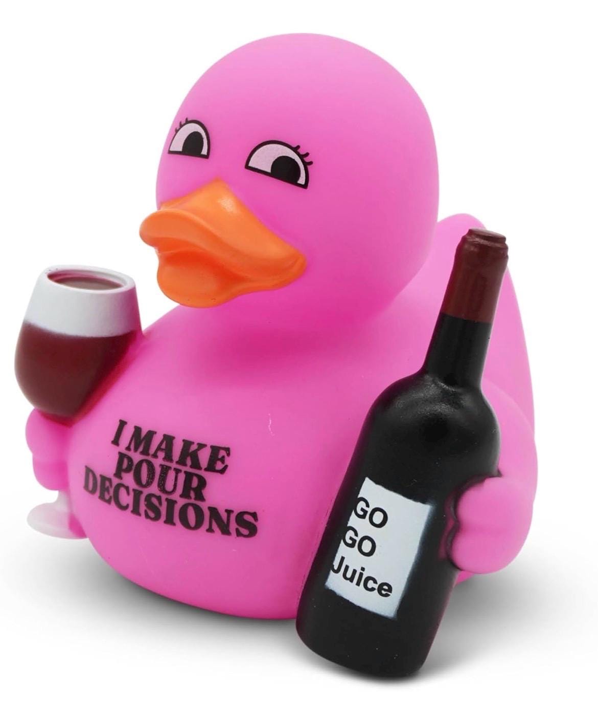 4.5 Inch I Make Pour Decisions Rubber Duck Funny Wine Lover Gift | Novelty Bath Duck | Girls Trip Gift | Jeep Duck | Cruise Duck | White Ele