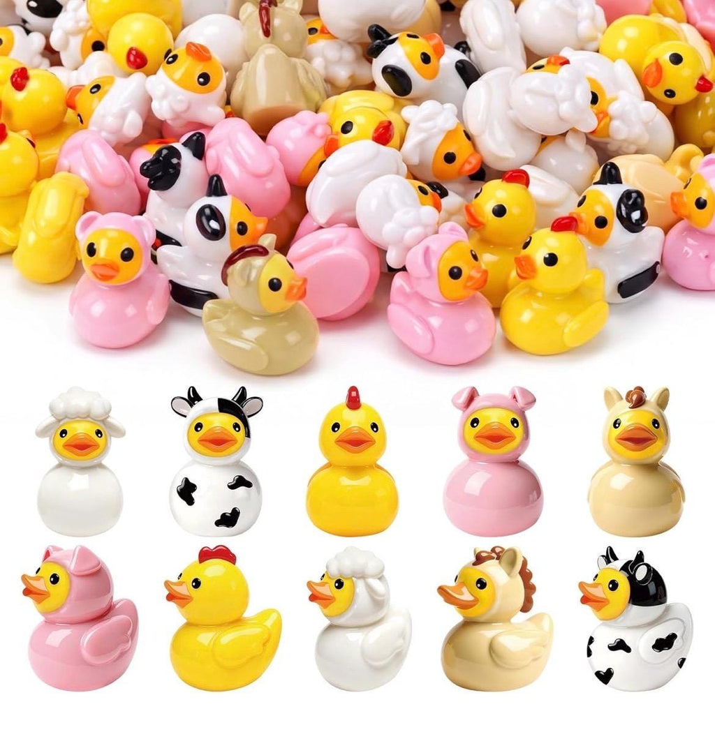 Mini resin ducks - set of 5 farm animal resin ducks, mini collectible figurines, jeep cruise fun