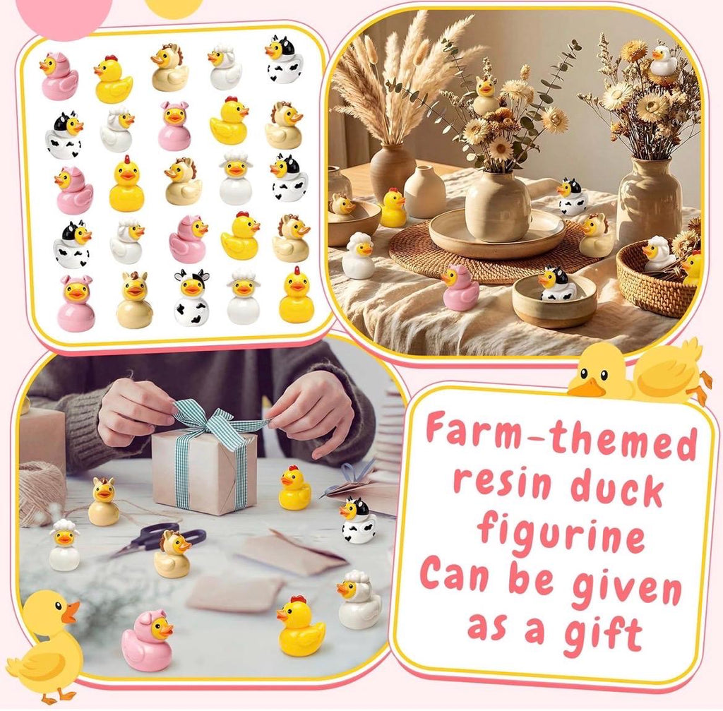 Mini resin ducks - set of 5 farm animal resin ducks, mini collectible figurines, jeep cruise fun