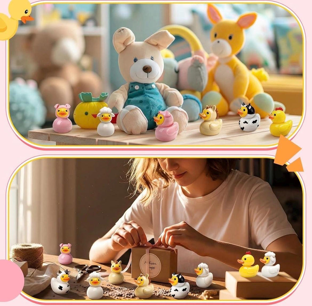 Mini resin ducks - set of 5 farm animal resin ducks, mini collectible figurines, jeep cruise fun