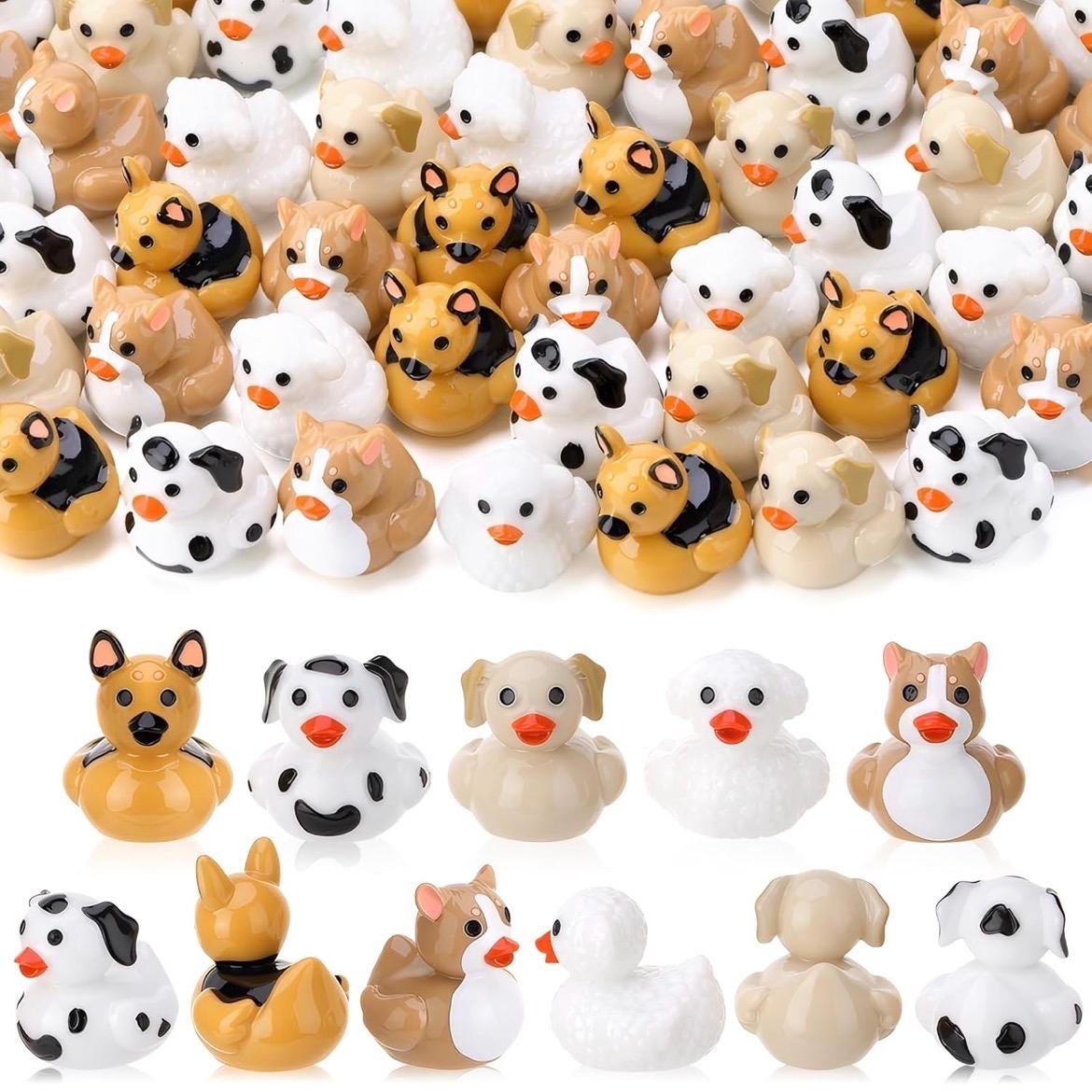 Mini Resin Dog Ducks – 5 Piece Set of Tiny Dog Duck Figurines, Mini Animal Ducks for Cruise Duck Hiding, Fairy Gardens, Cake Toppers, DIY
